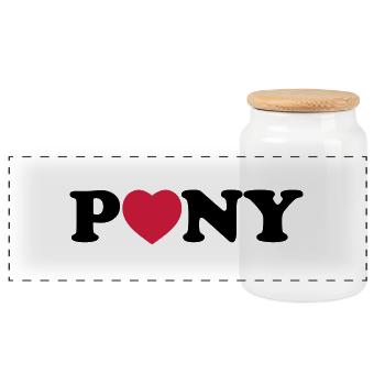 Pony heart - Boîte à biscuits avec couvercle en bois - blanc - Devant