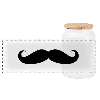 Mustache - Panoramic Cookie Jar with Wooden Lid - white - Front
