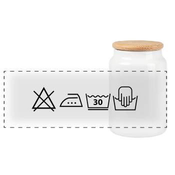 wash_symbols_f1 - Panoramic Cookie Jar with Wooden Lid - white - Front