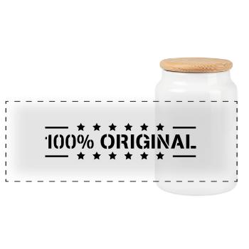 100% Original Star Logo Design - Panoramic Cookie Jar with Wooden Lid - white - Front
