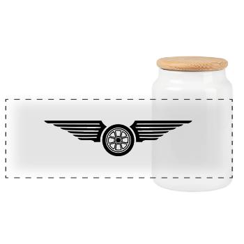 car_logo_design_f1 - Panorama Keksdose mit Holzdeckel - Weiß - Vorne