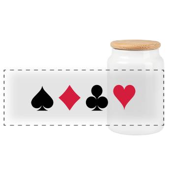 Card Game - Playind Card - Panoramic Cookie Jar with Wooden Lid - white - Front