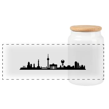 Berlin Classic - Panorama Keksdose mit Holzdeckel - Weiß - Vorne