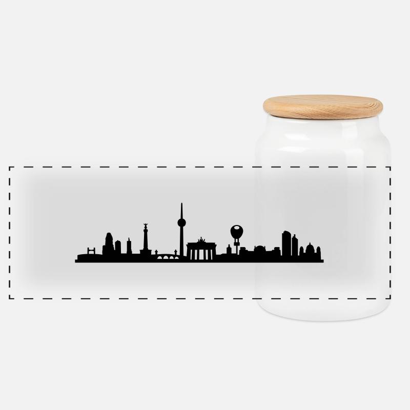 Berlin Classic - Panorama Keksdose mit Holzdeckel - Weiß