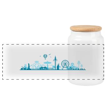 Skyline - München - Panorama Keksdose mit Holzdeckel - Weiß - Vorne