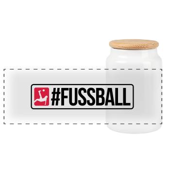 #FUSSBALL - Panorama Keksdose mit Holzdeckel - Weiß - Vorne