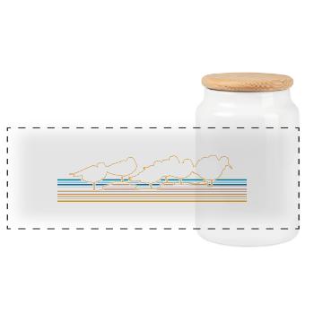 BEACHGOERS (Calidris alba) - Panoramic Cookie Jar with Wooden Lid - white - Front