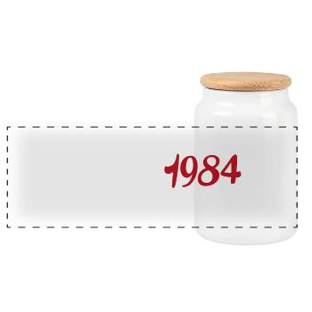 1984 - Panorama Keksdose mit Holzdeckel - Weiß - Vorne