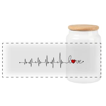 Battement de cœur amour - Boîte à biscuits avec couvercle en bois - blanc - Devant