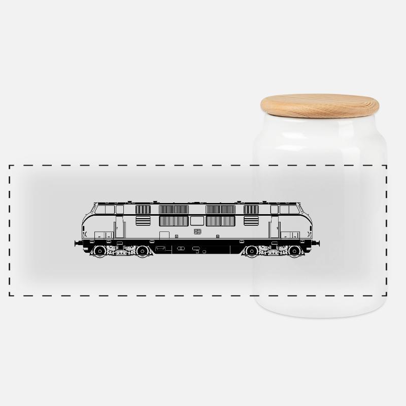 BR 221 linie schwarz - Panorama Keksdose mit Holzdeckel - Weiß