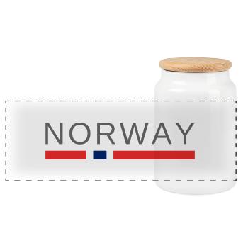 Norwegen - Panorama Keksdose mit Holzdeckel - Weiß - Vorne