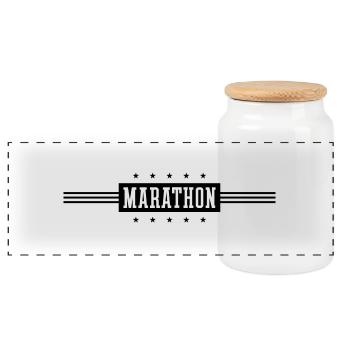 Marathon Running - Panoramic Cookie Jar with Wooden Lid - white - Front