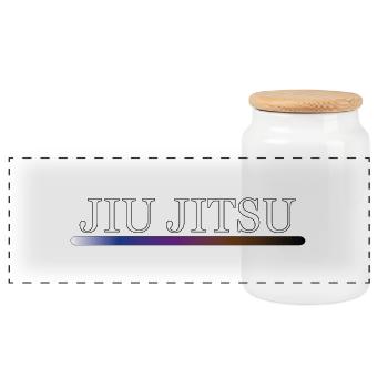 Jiu-Jitsu Sign/ Belt Colours - Panorama Keksdose mit Holzdeckel - Weiß - Vorne