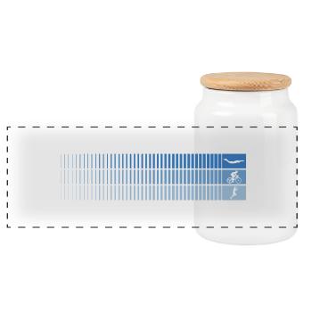 Dégradé azur code-barres oiseau - Boîte à biscuits avec couvercle en bois - blanc - Devant