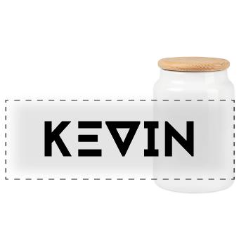 First name Kevin - Panoramic Cookie Jar with Wooden Lid - white - Front