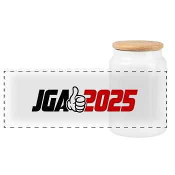 Jga 2025 Junggesellenabschied - Panorama Keksdose mit Holzdeckel - Weiß - Vorne