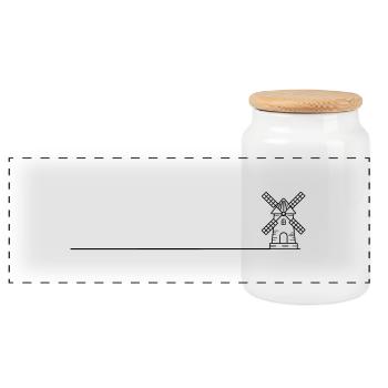 Windmill Mill Icon - Panoramic Cookie Jar with Wooden Lid - white - Front