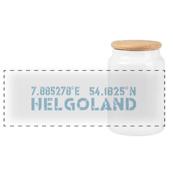 Helgoland Koordinaten - Panorama Keksdose mit Holzdeckel - Weiß - Vorne