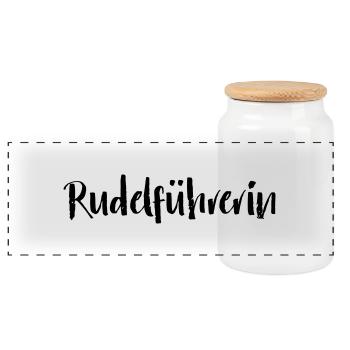 Rudelführerin - Panorama Keksdose mit Holzdeckel - Weiß - Vorne