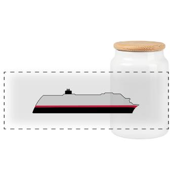 Post Hurtigruten ship - Panoramic Cookie Jar with Wooden Lid - white - Front