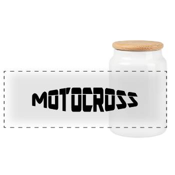 motocross - Panoramic Cookie Jar with Wooden Lid - white - Front