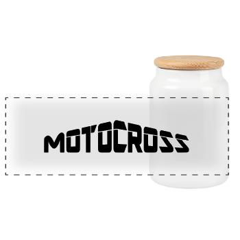 motocross - Panorama Keksdose mit Holzdeckel - Weiß - Vorne
