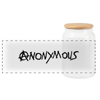 anarchy logo anonymous1 - Panoramic Cookie Jar with Wooden Lid - white - Front