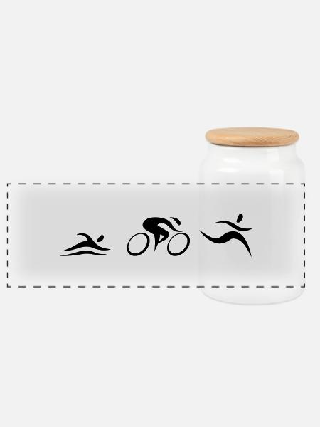 Triathlon - Panorama Keksdose mit Holzdeckel - Weiß