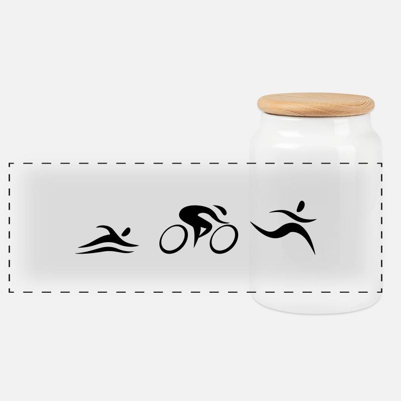Triathlon - Panorama Keksdose mit Holzdeckel - Weiß