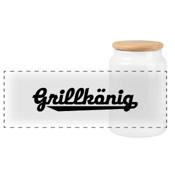 grillen - Panorama Keksdose mit Holzdeckel - Weiß - Vorne