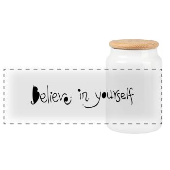 believe_in_yourself - Panoramic Cookie Jar with Wooden Lid - white - Front