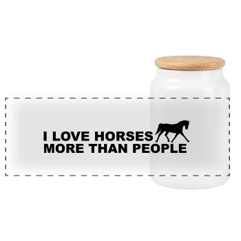 I Love Horses More Than People - Boîte à biscuits avec couvercle en bois - blanc - Devant