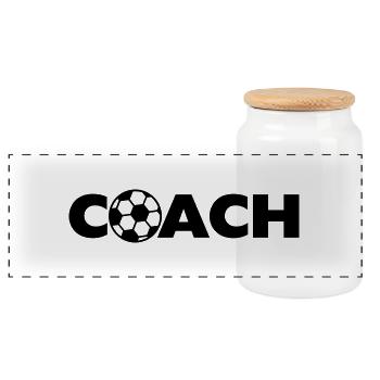 Soccer Ball Coach Logo Design - Panorama Keksdose mit Holzdeckel - Weiß - Vorne