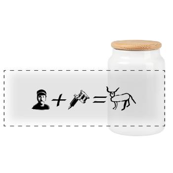 François Embrouille Tatoo - Boîte à biscuits avec couvercle en bois - blanc - Devant