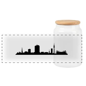 Skyline Dortmund - Panorama Keksdose mit Holzdeckel - Weiß - Vorne