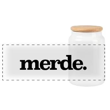 merde - Panoramic Cookie Jar with Wooden Lid - white - Front