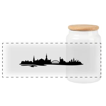 Skyline Amsterdam Wasser - Panorama Keksdose mit Holzdeckel - Weiß - Vorne