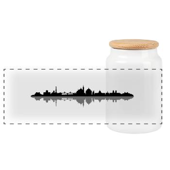 Skyline - Potsdam - Panorama Keksdose mit Holzdeckel - Weiß - Vorne