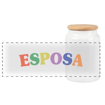 Esposa Cool Wife To Be Bride Couple Wedding Gift - Panoramic Cookie Jar with Wooden Lid - white - Front