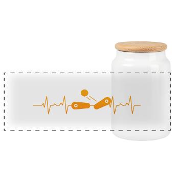 flipper heartbeat Design for a flipper fan - Panoramic Cookie Jar with Wooden Lid - white - Front