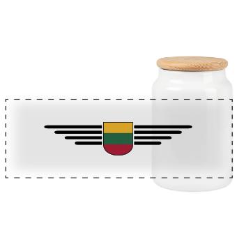 Lithuania T-Shirt – Pride and Style - Panoramic Cookie Jar with Wooden Lid - white - Front
