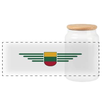 Lithuania T-Shirt – Pride and Style - Panoramic Cookie Jar with Wooden Lid - white - Front