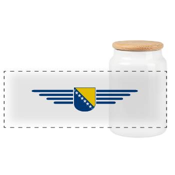 Bosnia & Herzegovina T-Shirt - Panoramic Cookie Jar with Wooden Lid - white - Front