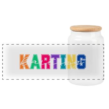 Karting Colors - Karting Lover Gift - Panoramic Cookie Jar with Wooden Lid - white - Front