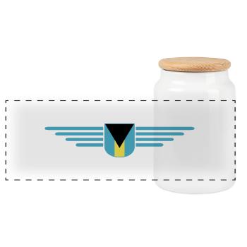Bahamas fans: Tropical design - Panoramic Cookie Jar with Wooden Lid - white - Front
