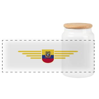Ecuador Fans T-Shirt Design - Panorama Keksdose mit Holzdeckel - Weiß - Vorne