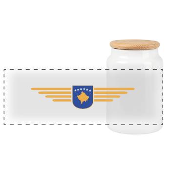 Kosovo Fan T-Shirt Design - Panoramic Cookie Jar with Wooden Lid - white - Front
