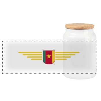 Cameroon Design – Pride and Diversity - Panoramic Cookie Jar with Wooden Lid - white - Front