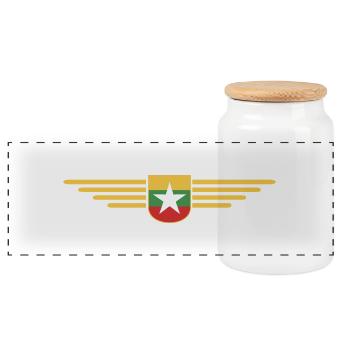 Myanmar T-Shirt – A Touch of Tradition - Panoramic Cookie Jar with Wooden Lid - white - Front