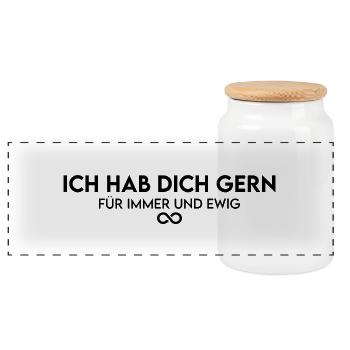 Ich hab dich gern für immer und ewig - Panorama Keksdose mit Holzdeckel - Weiß - Vorne